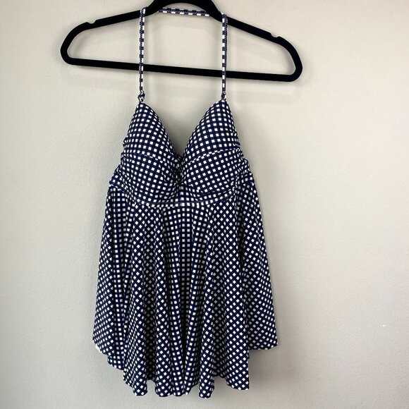 Gap Maternity Swim Tankini Top Blue Gingham L - Picture 1 of 8